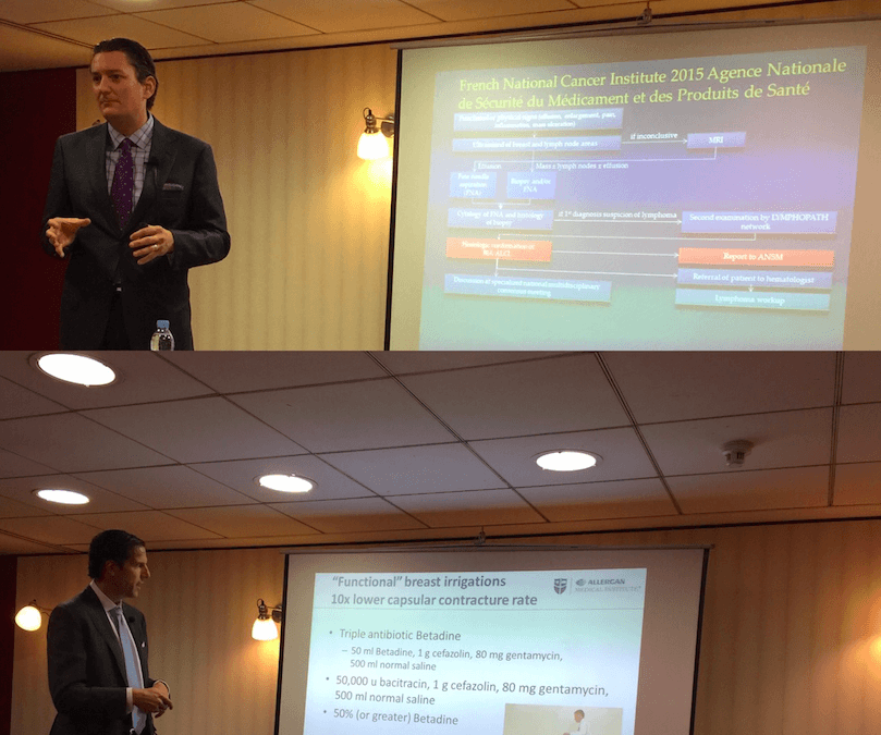 Dr. Adams y Dr. Clemens, durante sus respectivas exposiciones.