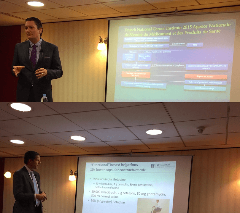 Dr. Adams y Dr. Clemens, durante sus respectivas exposiciones.